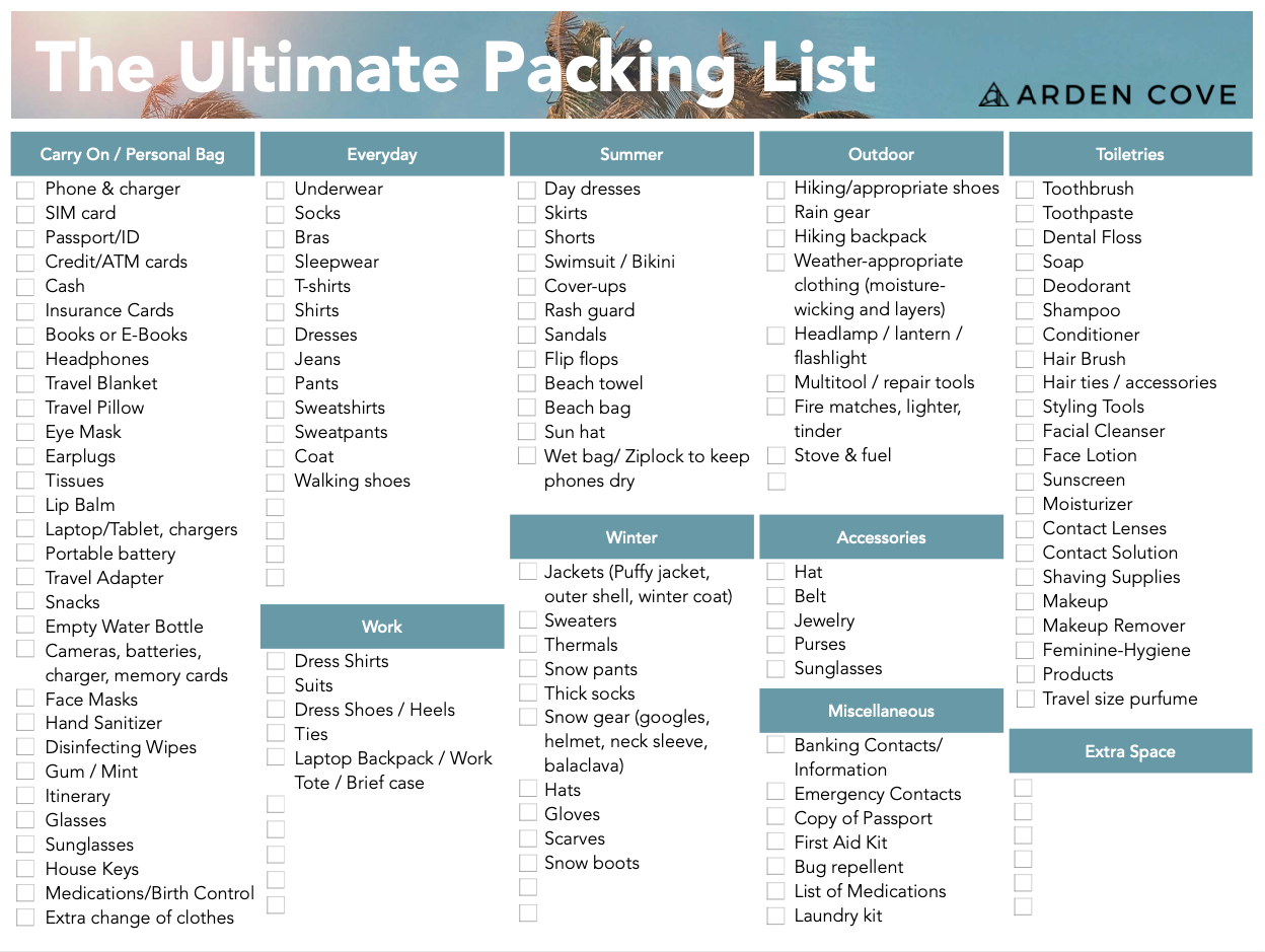 Ultimate Vacation Packing Travel Checklist Free Printable PDF ultimate-vacation-packing-travel-checklist-free-printable-pdf