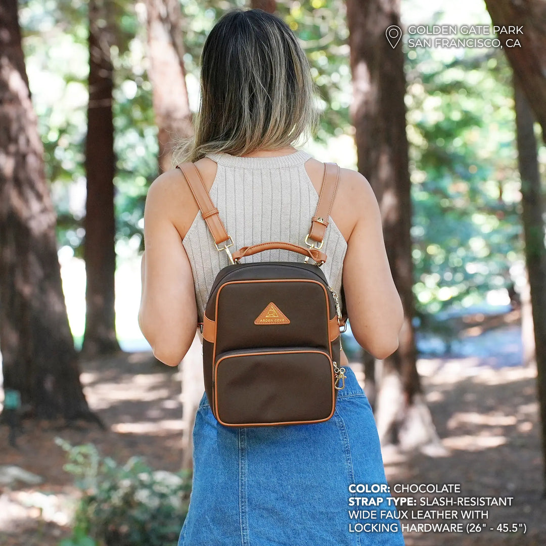 Anti-Theft Waterproof Carmel Convertible Backpack & Crossbody