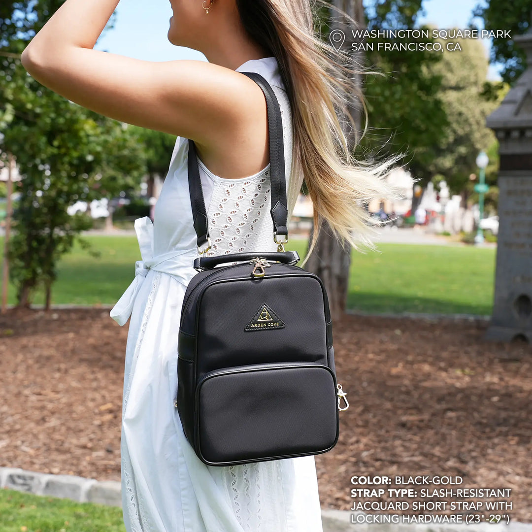 identity theft mini backpack Anti-Theft Waterproof Carmel Convertible Backpack & Crossbody