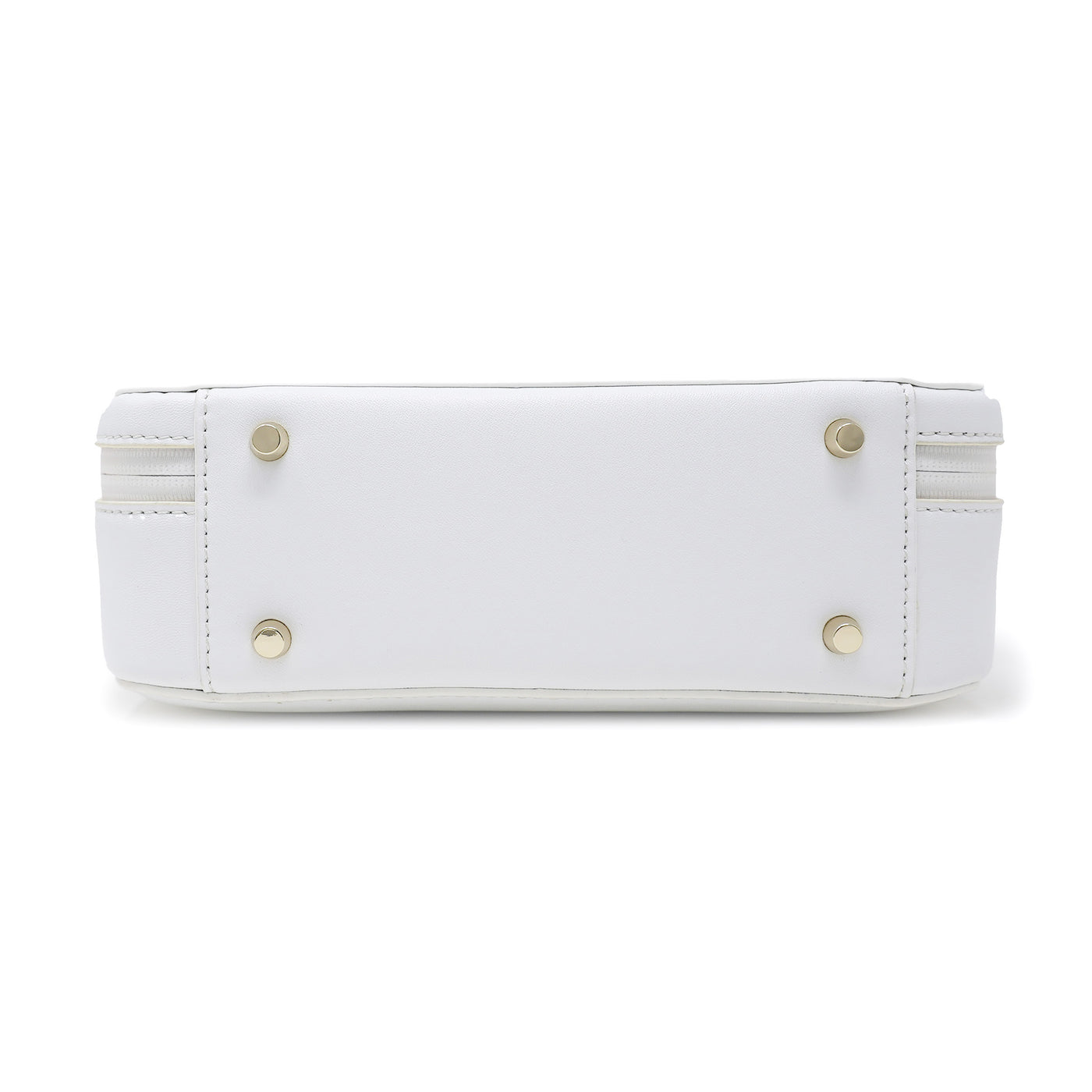 Anti-theft Water-resistant Travel Crossbody - Elise Crossbody in White Gold with slash-resistant faux leather & locking clasps straps - botton view - Arden Cove