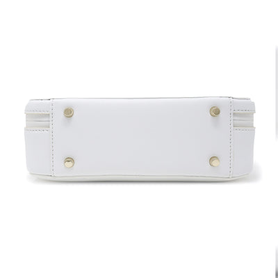 Anti-theft Water-resistant Travel Crossbody - Elise Crossbody in White Gold with slash-resistant faux leather & locking clasps straps - botton view - Arden Cove