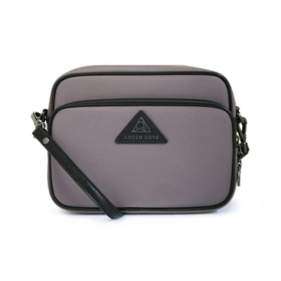 Anti-theft Water-resistant Travel Crossbody - Crissy Full Crossbody in Grey Gunmetal with slash-resistant faux leather & classic clasps straps - front view - Arden Cove