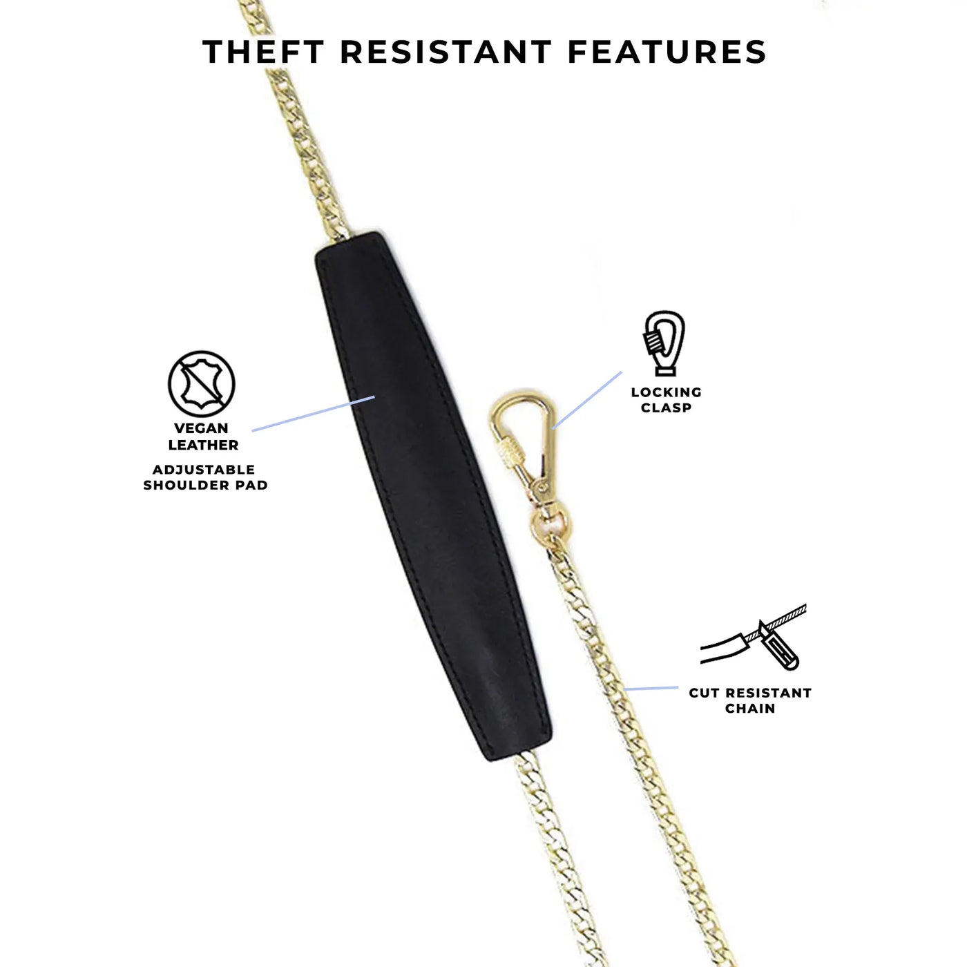 Chain Strap with Shoulder Pad (42", 46", 52")