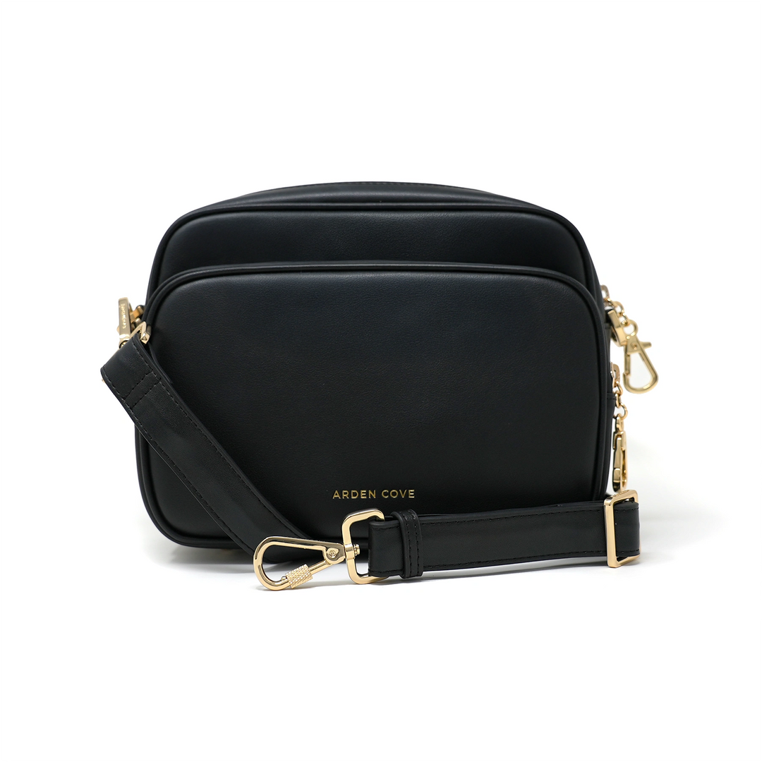 black leather crossbody backpack Verona Crossbody With Slash-Resistant Locking Clasp Straps