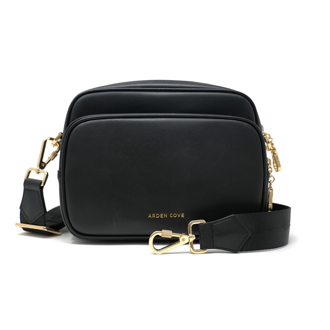 Verona Water-Resistant Anti-Theft Faux Leather Crossbody Bag Black-Gunmetal / Slash-resistant Chain (52") Verona Water-Resistant Anti-Theft Faux Leather Crossbody Bag Black-Gunmetal / Slash-resistant Chain (52")