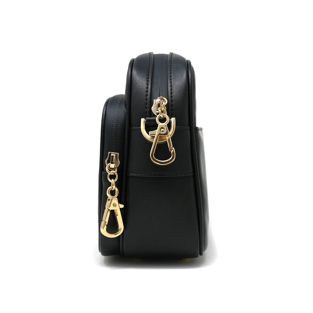Verona Water-Resistant Anti-Theft Faux Leather Crossbody Bag Black-Gunmetal / Slash-resistant Chain (52