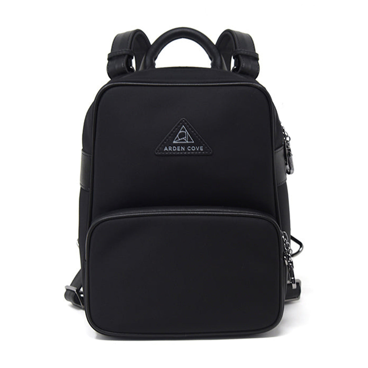 Carmel Convertible Backpack Wide Strap Classic Black Gunmetal Front View
