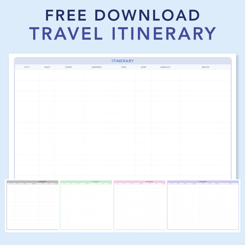 FREE Travel Itinerary Download