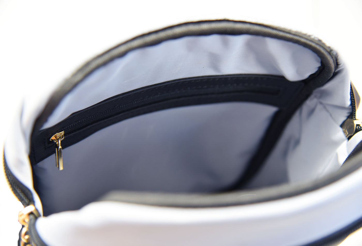 Carmel Convertible Backpack Black Gold Interior Inner Pocket View