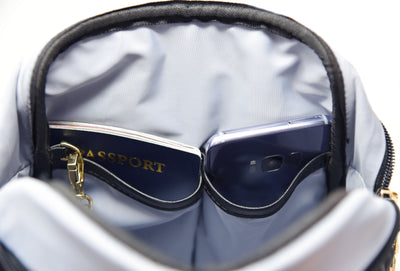 Carmel Convertible Backpack Black Gold Interior Pocket View