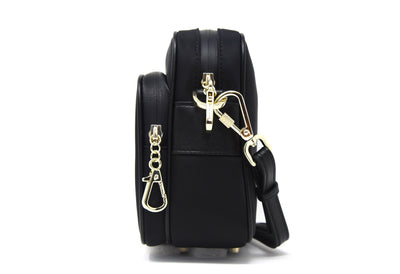 Crissy Full Crossbody with Faux Leather Locking Strap Black Gold Side View