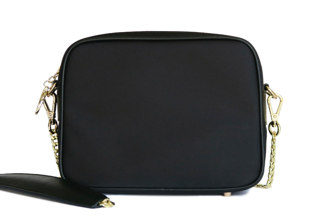 Black crossbody fashion bag chain