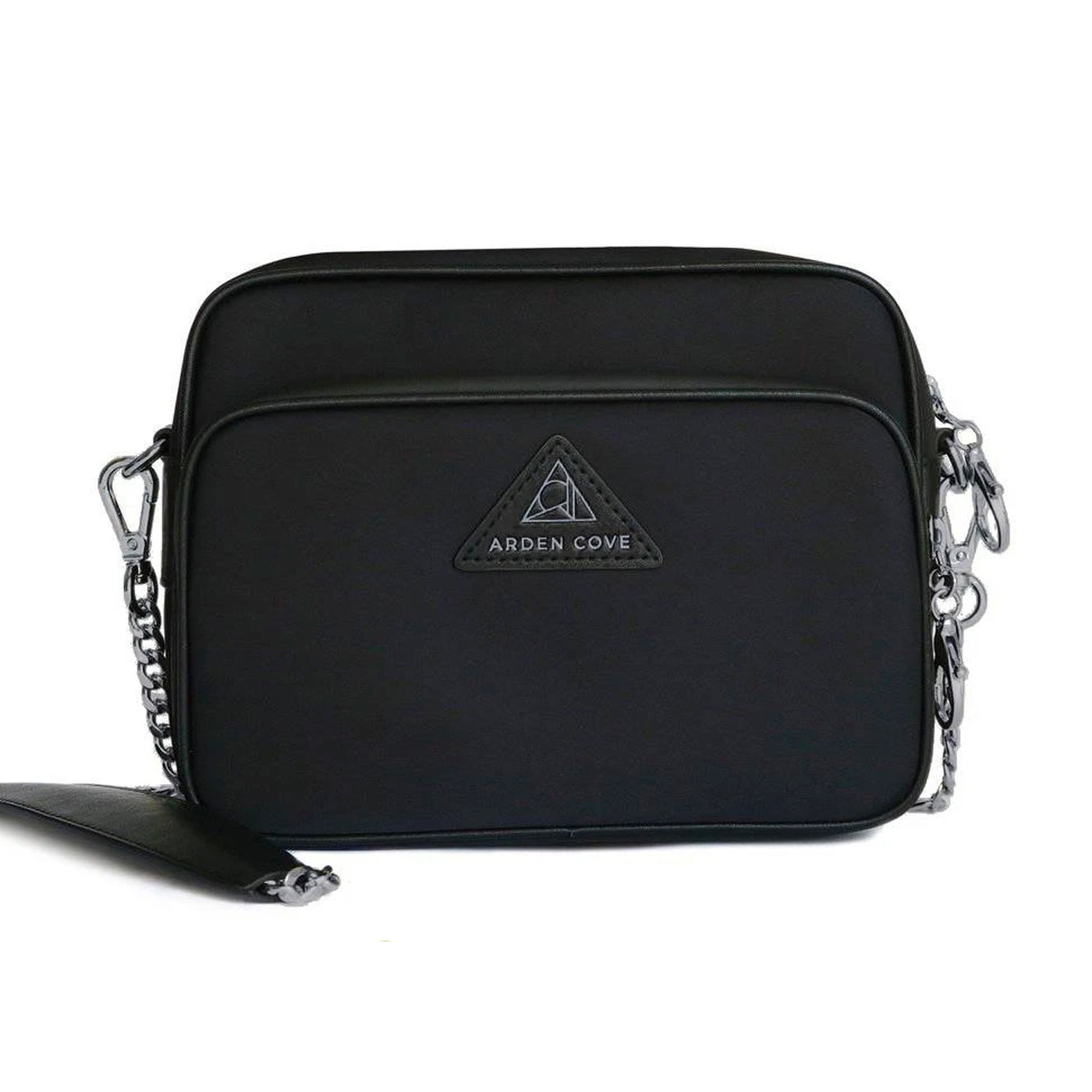 Crissy Full Crossbody with Chain Strap Black Gunmetal Front View