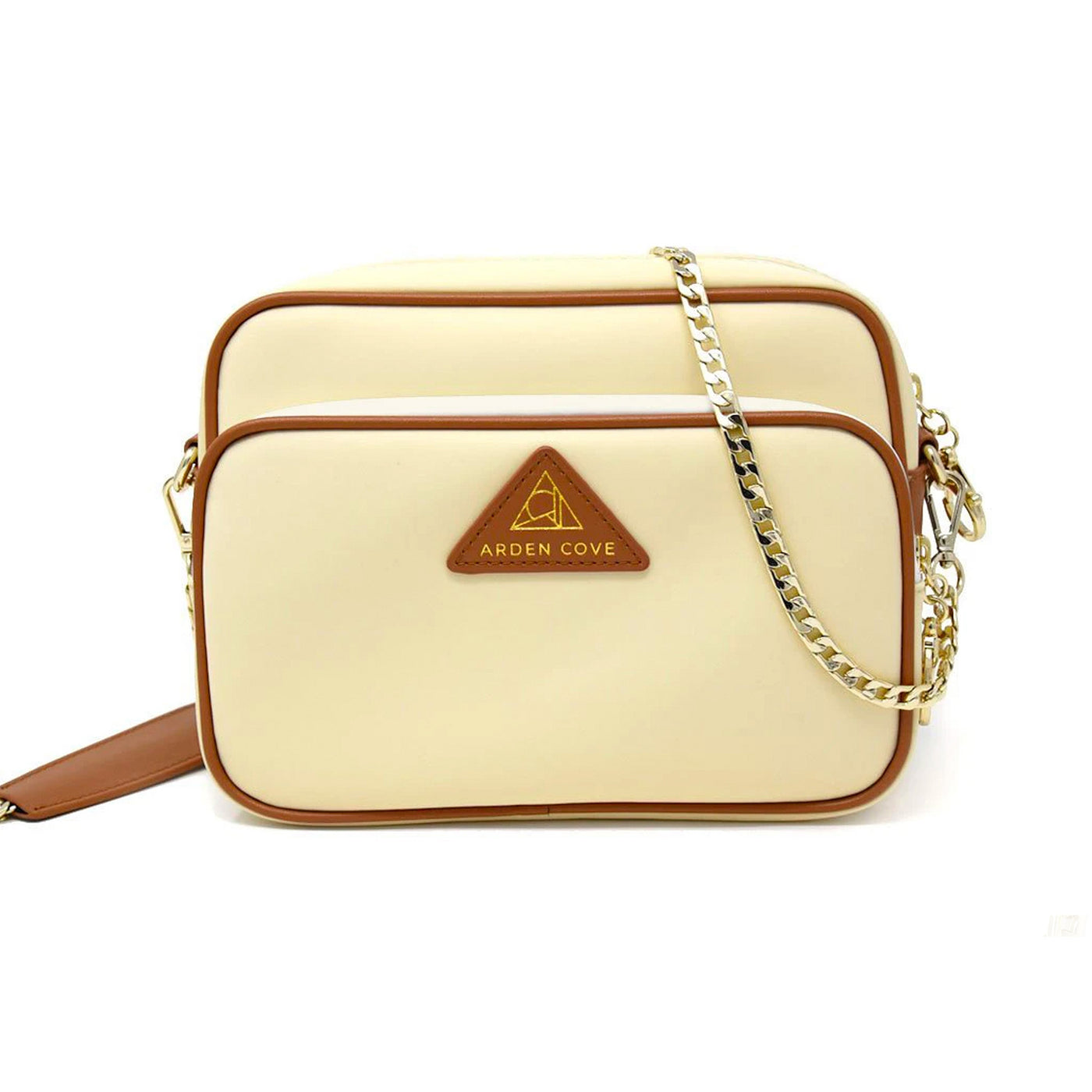 Crissy Full Crossbody with Chain Strap Cream Gold Front View