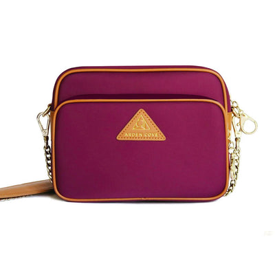 Crissy Full Crossbody with Chain Strap Maroon Gold Front View