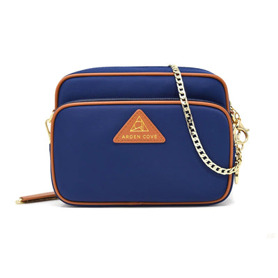 Crissy Full Crossbody with Chain Strap Navy Gold Front View