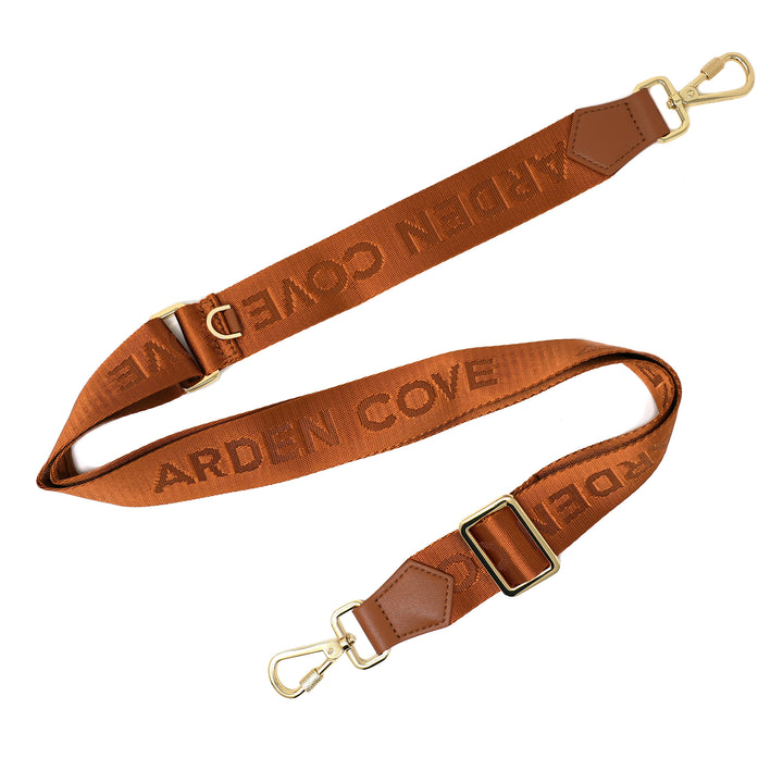 Replacement Crossbody Purse Strap - 57" Adjustable Nylon Jacquard Strap With Gold Clips (Beige)