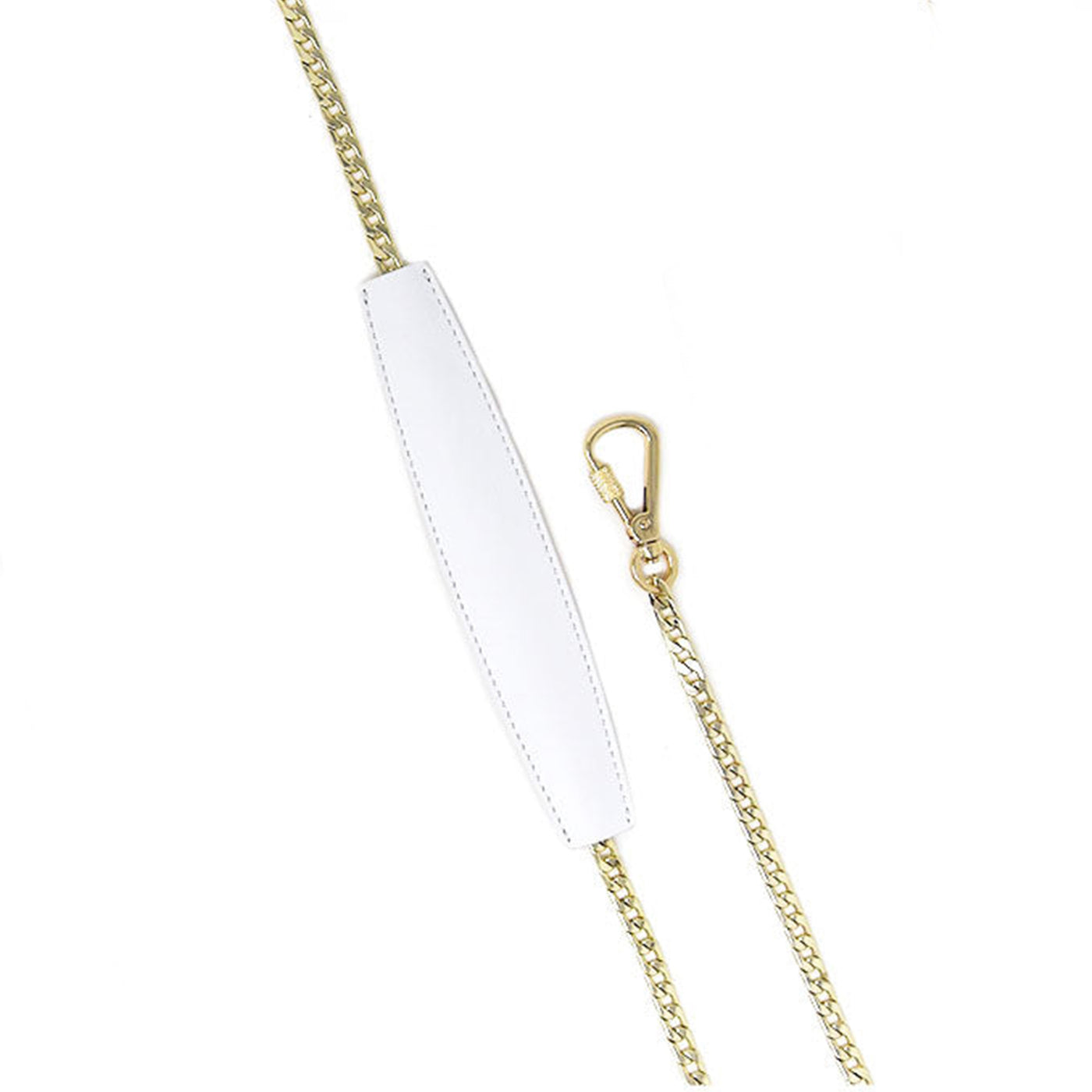 Locking Chain Strap with Shoulder Pad in White Gold