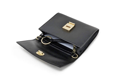 Kelso RFID-blocking Passport Pouch Black Gold Side View