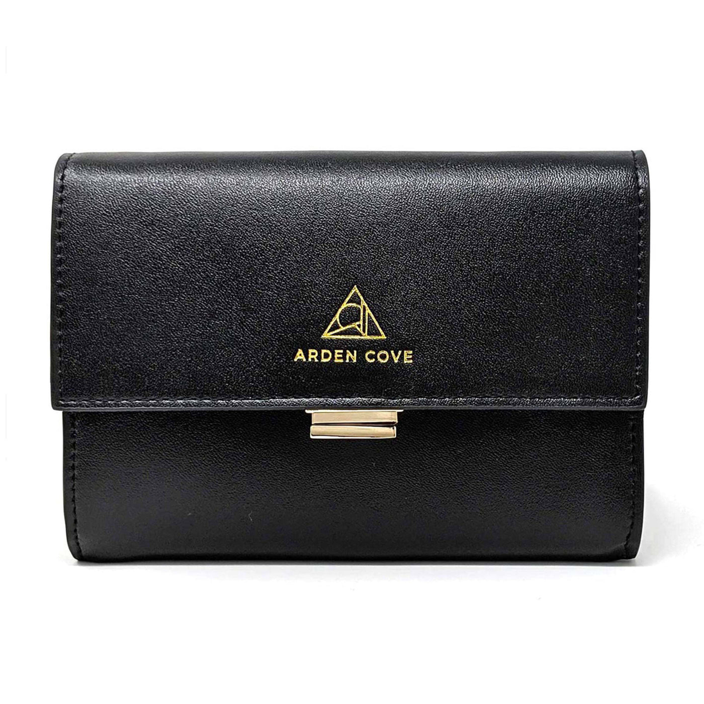 Kelso RFID-blocking Passport Pouch Black Gold Front View